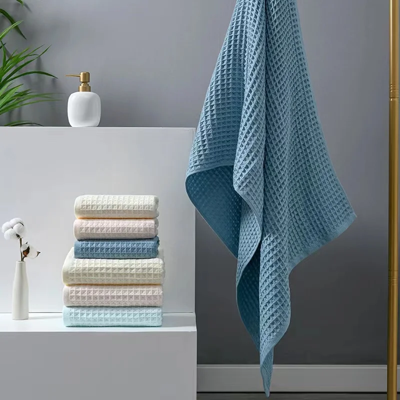 

70*140cm Top Waffle Bath Towel Pure Cotton Honeycomb Mesh Quick Dry Towels Japanese Simple Adult Men Women Washcloth Large Towel