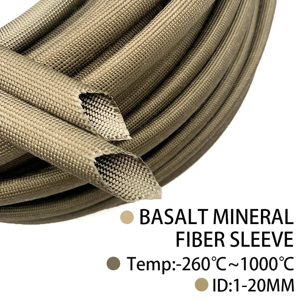 1000 Degree Basalt Fiber Braided Pipe, ID1-20mm Cable Insulation Protection Pipe Corrosion Resistance and Aging Resistance.
