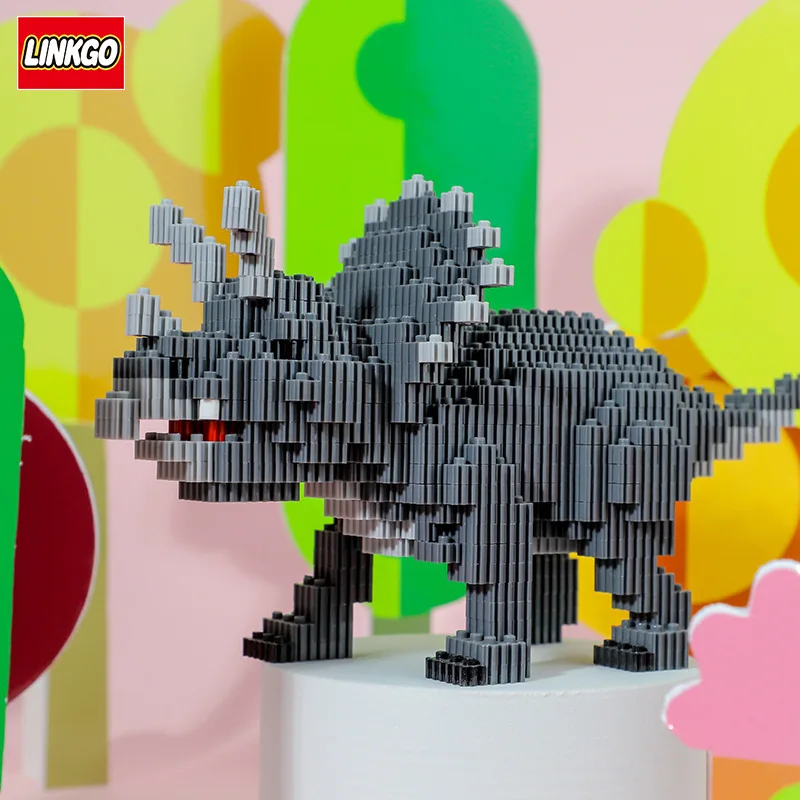 Linkgo Jurassic Dinosaur Mini Building Blocks Tyrannosaurus Rex Velociraptor Connection Micro Bricks Figure Toy For Kids