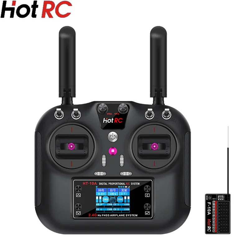 Hotrc Hot rc HT-10A HT10A 2.4Ghz 10CH Remote Controller F-10A F10A Receiver For RC Aircraft Vehicle Boat Drone Accessories Parts