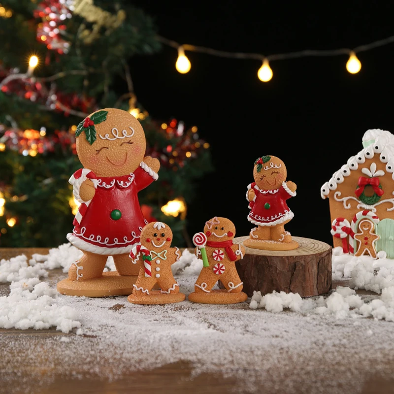Natale Cartoon Gingerbread Man paesaggio ornamento decorazione della finestra di natale artigianato in resina ornamenti regali di festa per bambini
