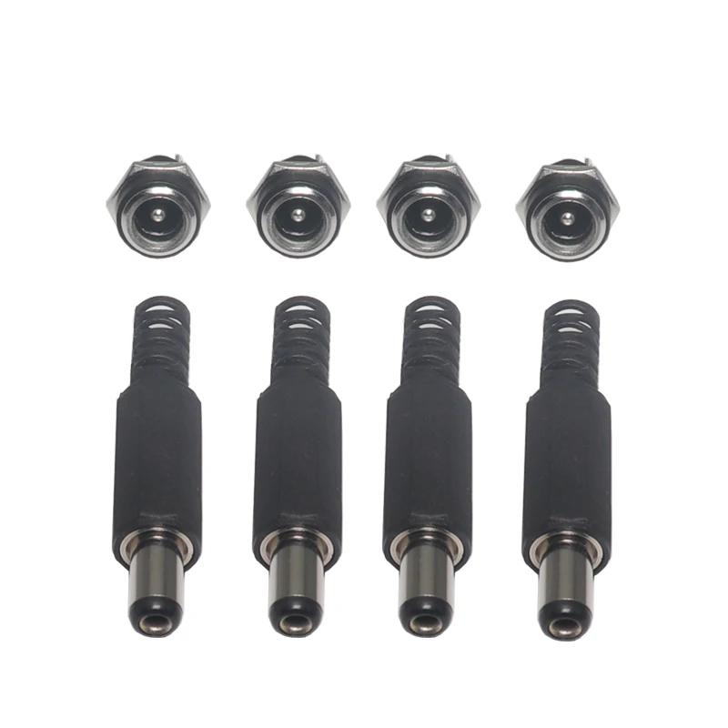 【10-5Set】3A 12V 5.5x2.1mm Plastic Male Plugs DC022 DC Power Socket Female Jack Screw Nut Panel Mount Connector 5.5*2.5MM