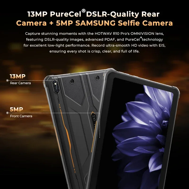 HOTWAV R10 Pro 4G Rugged Tablet 10..1 Inch HD+ 8GB+256GB Tablets PC 10800mAh Battery 5MP+13MP OTG Charging Smart Pad Global