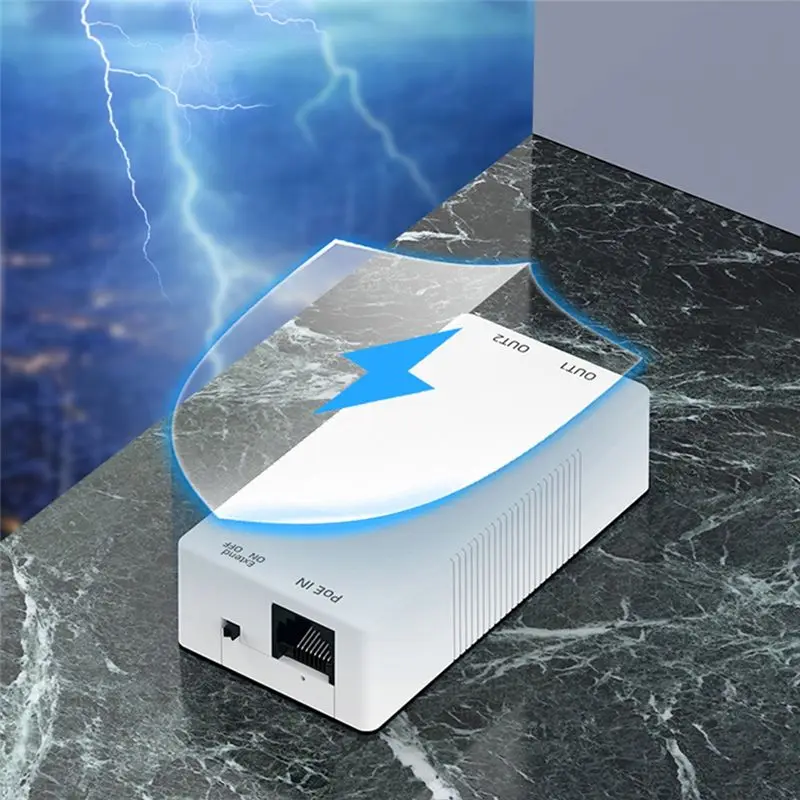 2 Port Gigabit POE Repeater 1 To 2 Poe Extender With IEEE802.3Af/At Lighting Protection Plugandplay 48V 30W-ABIU