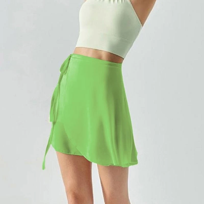 المرأة شير الشيفون سوينغ الباليه تنورة قابل للتعديل الخصر العلاقات الرقص الجمباز على وشاح الرقص تنورة قصيرة ملفوفة تنورات قصيرة