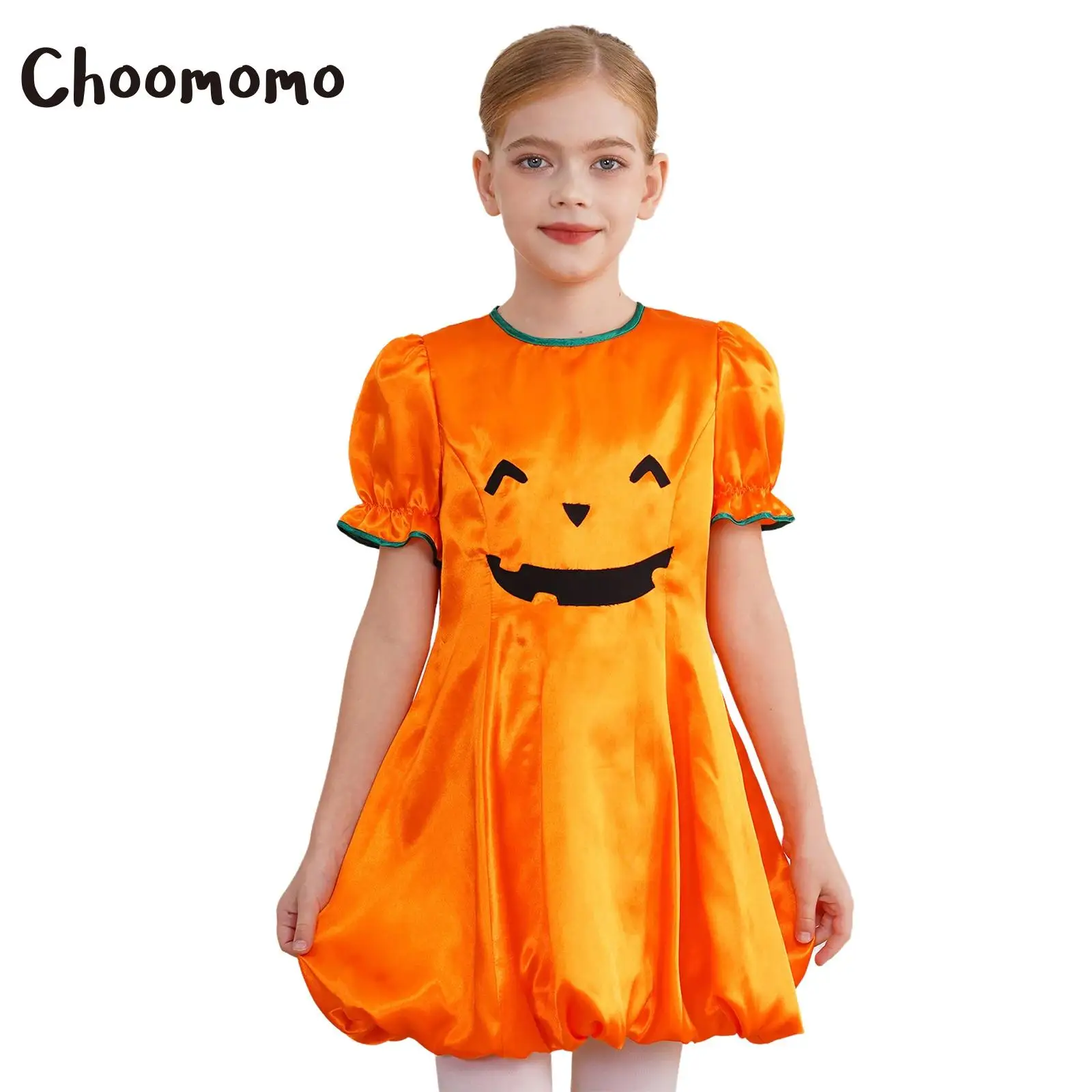 

Kids Girls Pumpkin Costume Jack-O-Lantern Face Tutu Dresses Halloween Easter Cosplay Party Carnival Role Play Fancy Dress Up