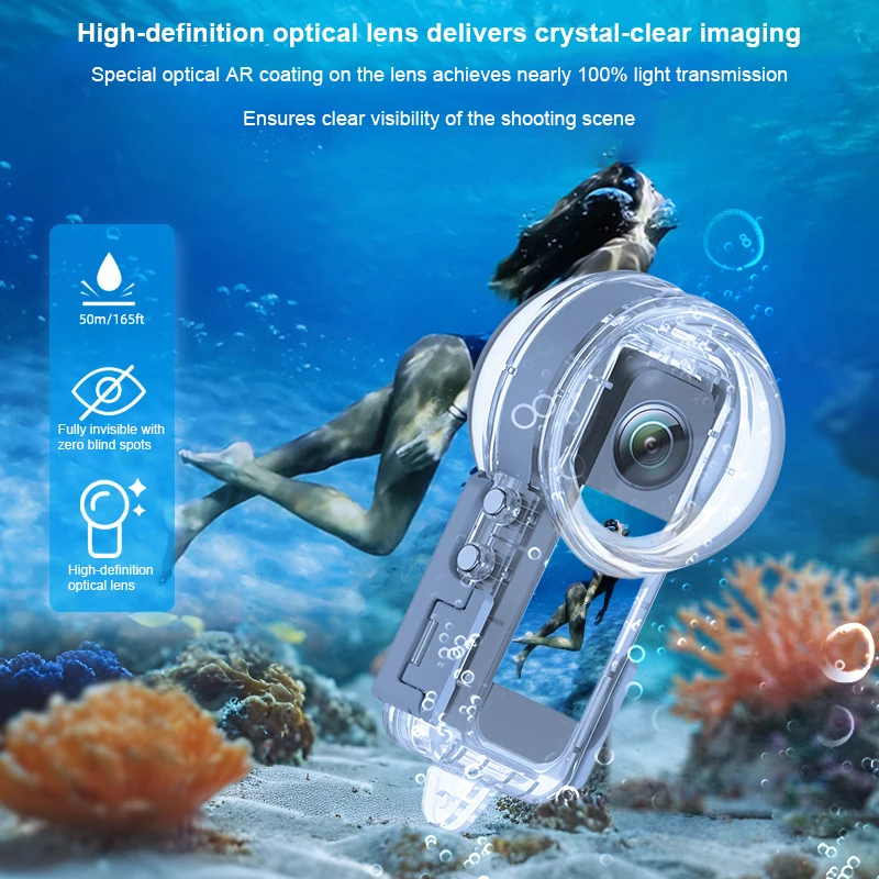 

50M Waterproof Dive Case for Insta360 X5 Invisible Underwater Diving Housing Shell Camera Accessory