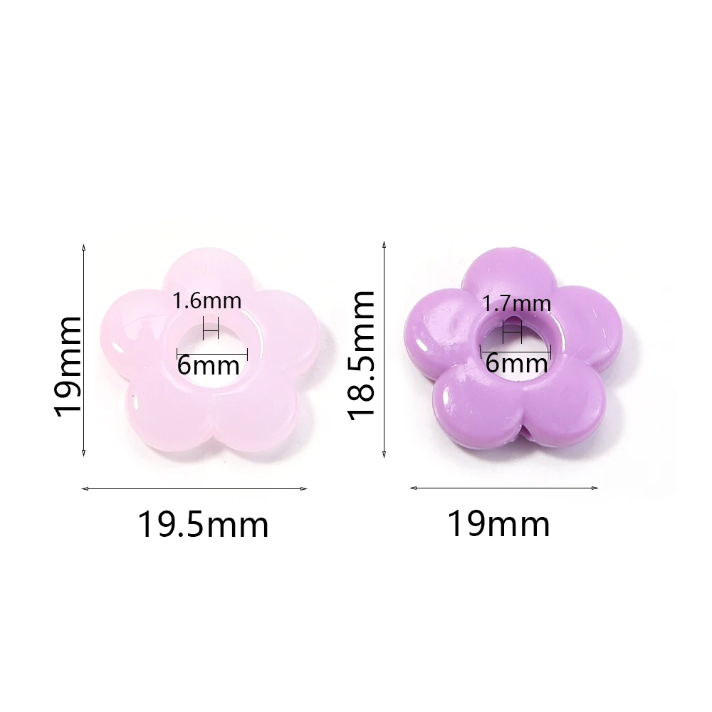 50 Stück/Lot 19mm Geleefarbene Pflaumenblüten-Plastikperlen für Schmuckherstellung, Großloch-Abstandsperlen, Blumenperlen für DIY-Armbänder – Detail 1