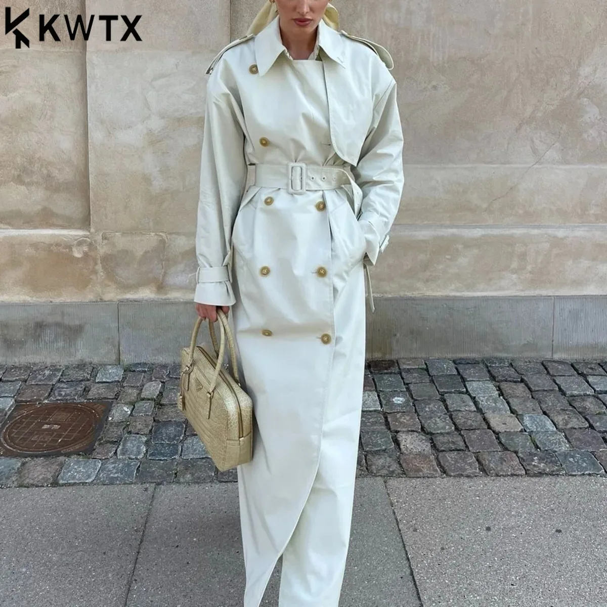 

KWTX 2025 Trendy Women's Slim Fit Trench Coat With Belt - Elegant Casual Draped Jacket, Premium Quality Comfortable Outerwear