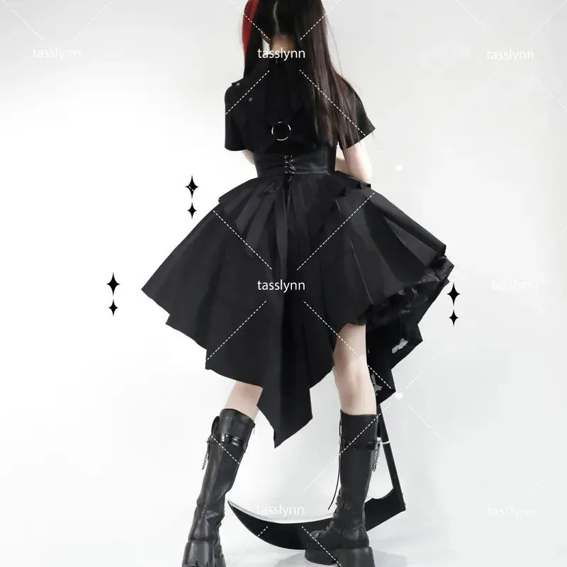 

qq34Original Design Cyberpunk Cosplay Costume Dress Halloween Costumes for Women Military Uniform Lolita Clothes