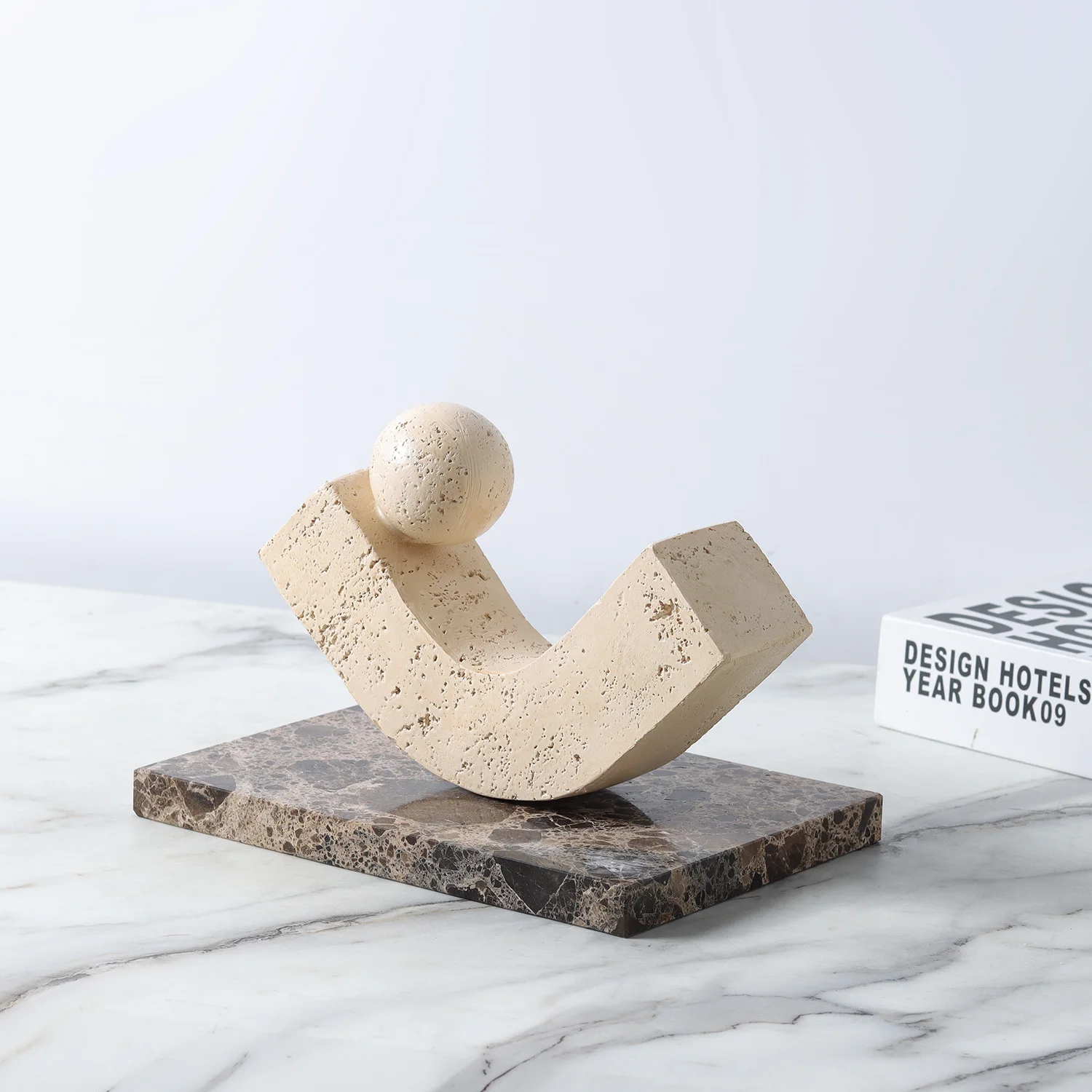 

Ваби-саби стиль ретро средневековые креативные геометрические желтые травертиновые мраморные украшения домашнее пресс-папье ювелирные изделия