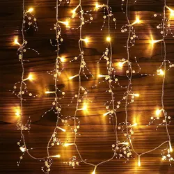 LED Pearl Copper Wire String Lights Battery/USB Operated Pearl Pearlized Fairy Lights for Wedding Christmas Party Decoration