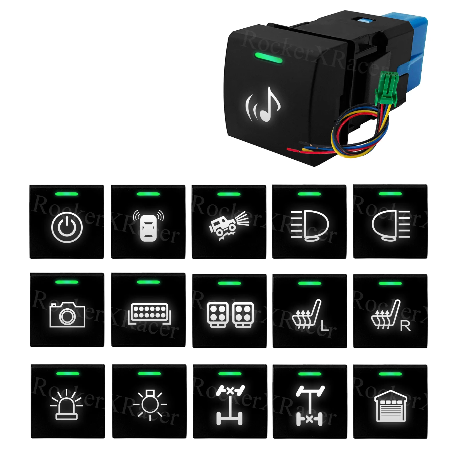 12V Car Push Switch LED DRL Fog Light Radar Lock Seat Heater ON-OFF for Toyota LandCruiser 300 Prado 150 Corolla Rav4 Camry 70