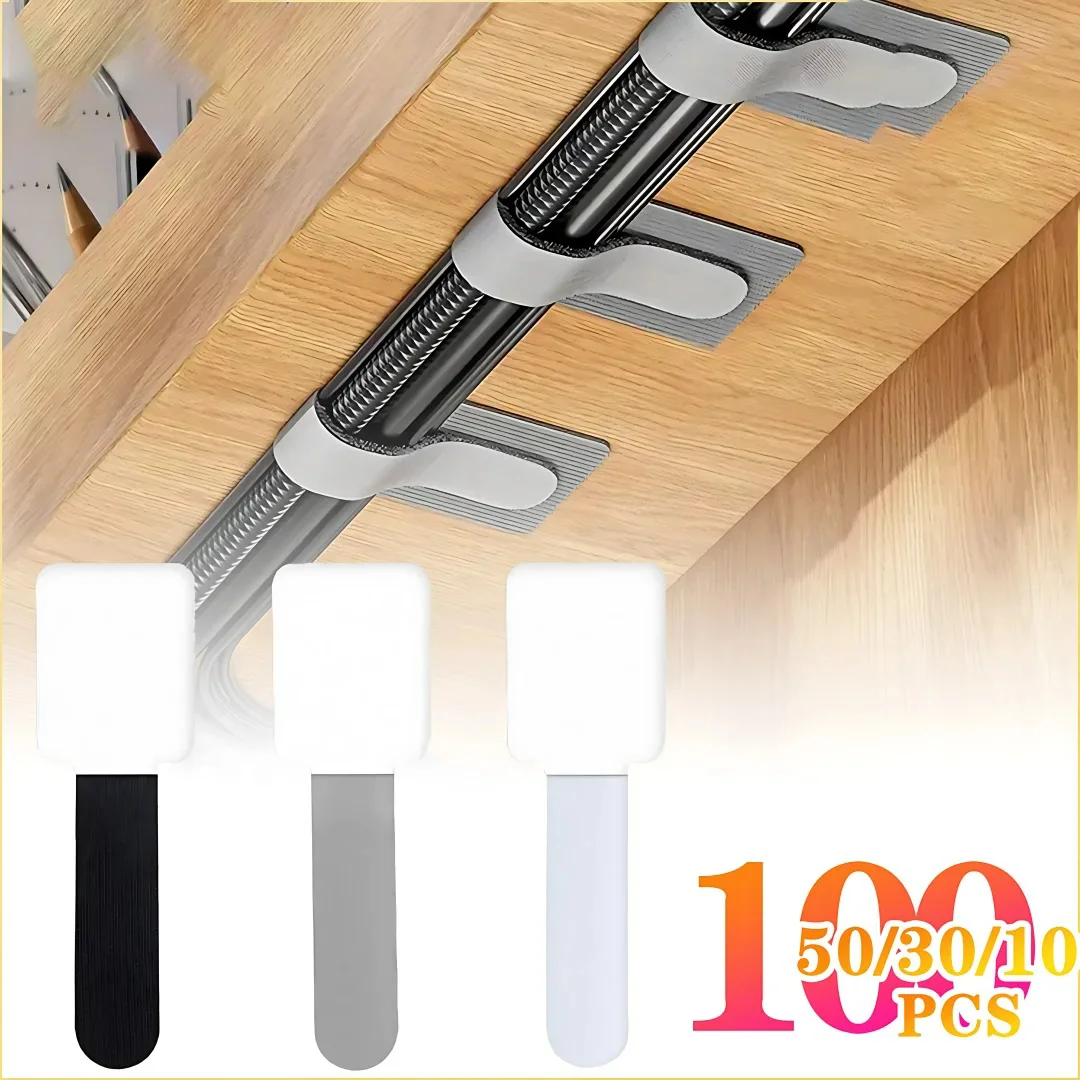 Reusable Cable Ties Fastening Wire Organizer Cord Rope Holder Self Adhesive Adjustable Cord Organizer Straps Desk Management