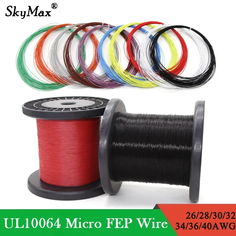 

10~200M UL10064 PTFE Wire 40/36/34/32/30/28/26AWG PEP Plastic Solder High Conductivity Copper Cable Fine Micro Litz Wires