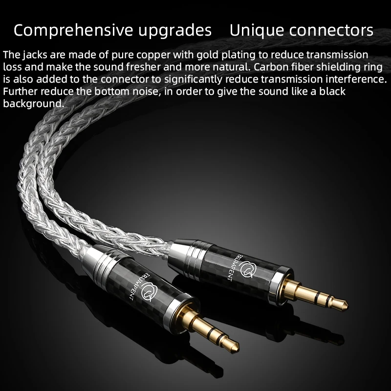 Kabel Audio 3.5mm Aux czyste srebro HiFi 8 pasm czyste srebro srebrny rdzeń 3.5 Stereo do 3.5 kabla Adapter gniazda Jack do wzmacniacza