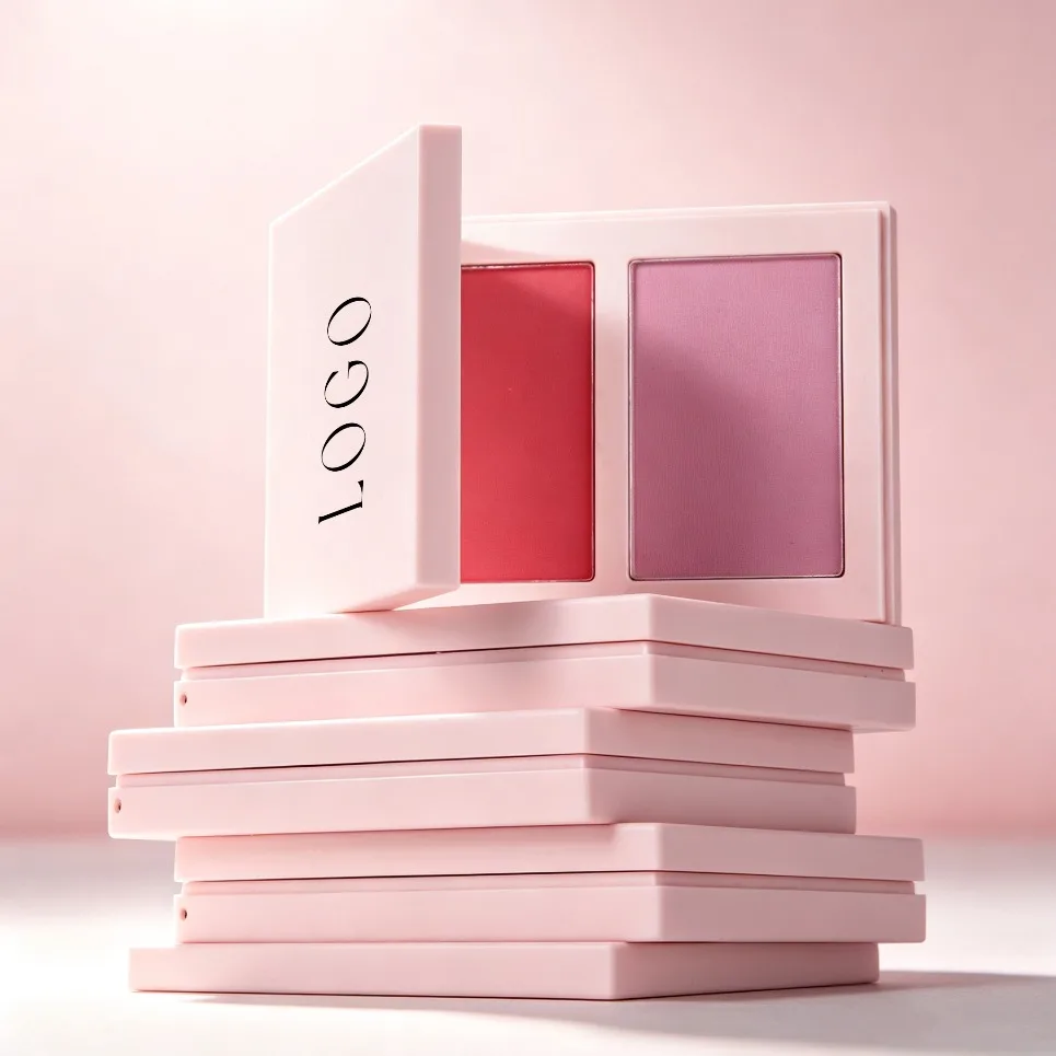 Pink Package Two Compartment Contour Highlighter Blush Powder Private Label Custom Logo Vegan Makeup Wholesale