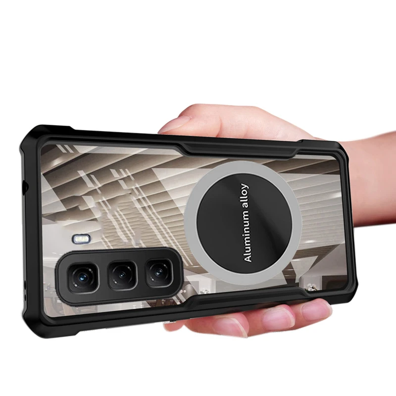 

For infinix Hot 60 Pro Plus 5G Case Airbag Magnetic Suction Hard Cover For infinix Hot 60i 60 Pro Plus Cooling Back Casing