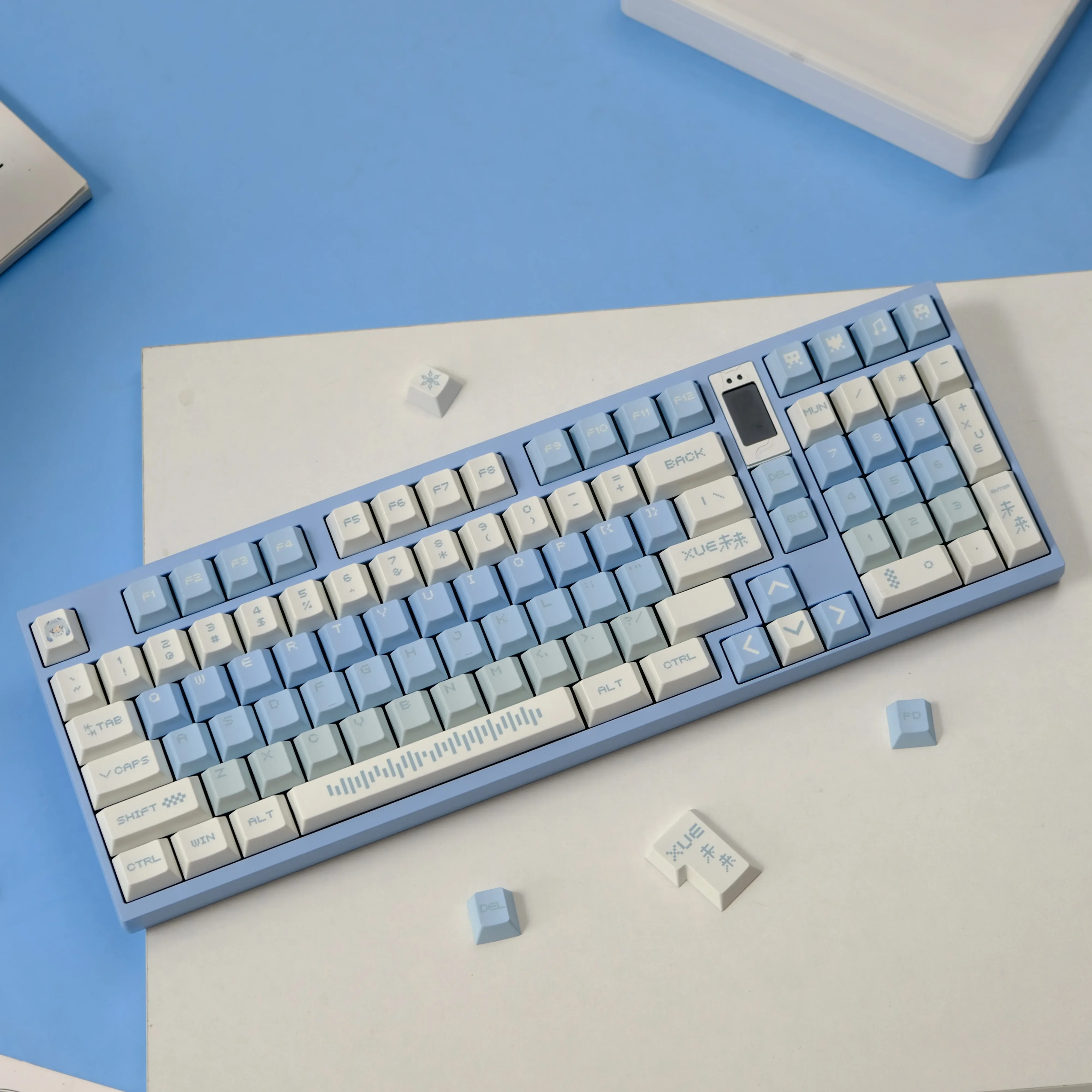 

Aifei PBT Keycaps Dye Sublimation Blue White Cherry Height AULA F75 Ajazz Anne Pro 2 GK61 Game PC