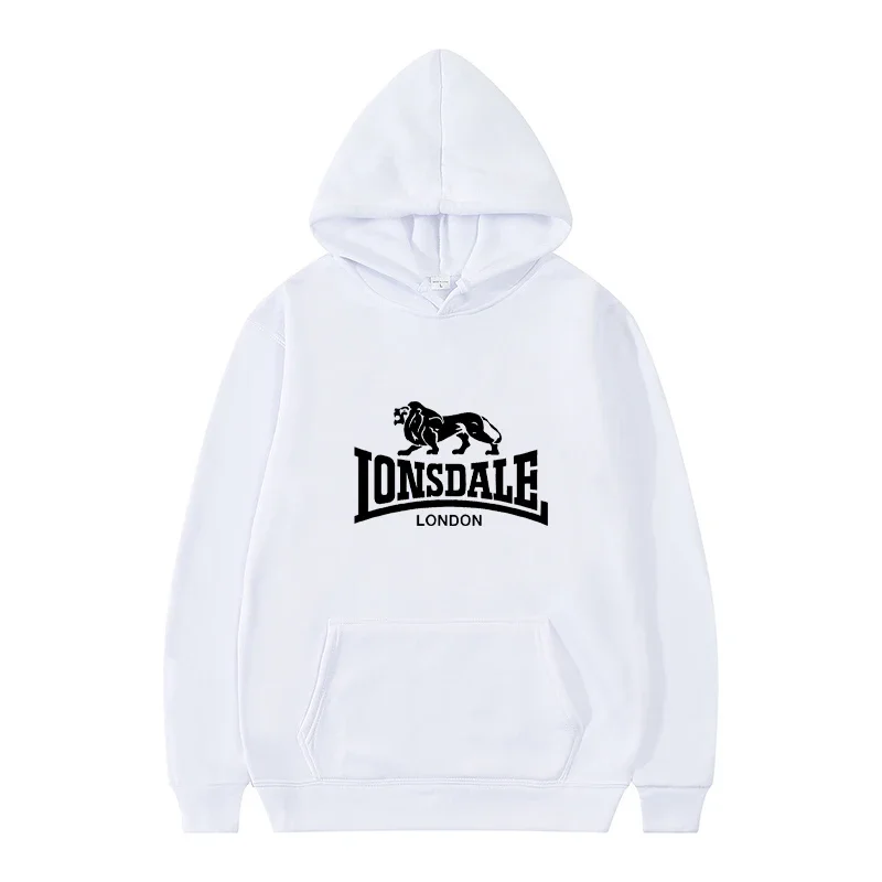 Autumn and Winter LONSDALE Fashion Men's and Women's Hoodies Casual Hooded Sweatshirts Men's Tops Solid Color Hooded Sweatshirts