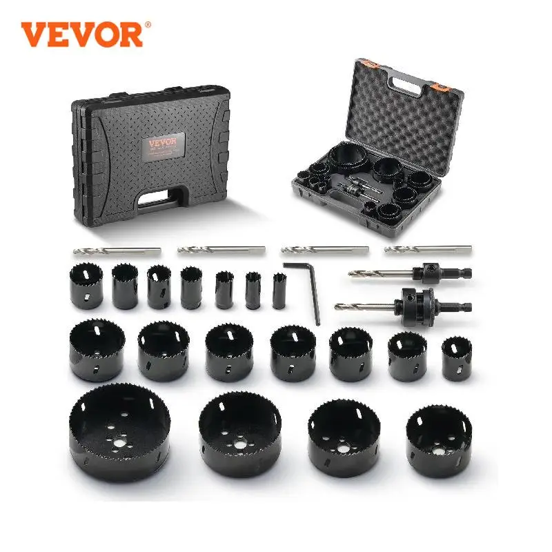 VEVOR Hole Saw Kit General Purpose Size Bi Metal M42 Hole Saw Set with Carrying Case Ideal for Wood Board Plastic and Iron Plate