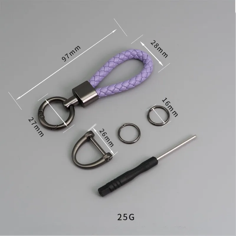 Custom LOGO Keychain Blank PU Leather Woven Rope Car Keyring Simple Couple Short Personalized Key Chains Ring