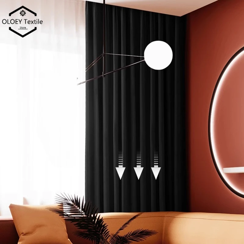 

American Style Black Velvet Curtains Fully Lightproof Sunproof Custom Made Modern Velvet Fabric for Bedroom Living Room Stage