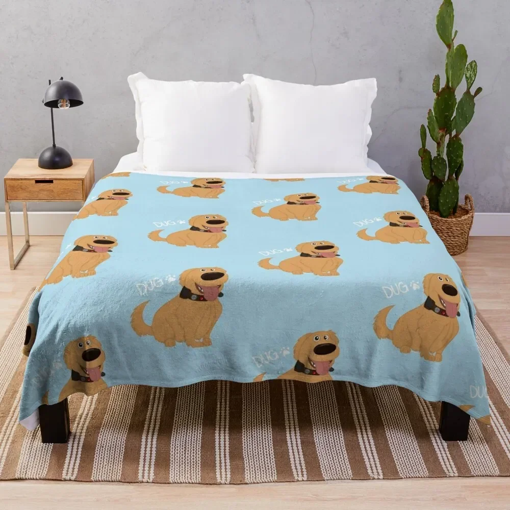 

Dug the Dog WITH TEXT Throw Blanket Warm Plush Picnic Blankets