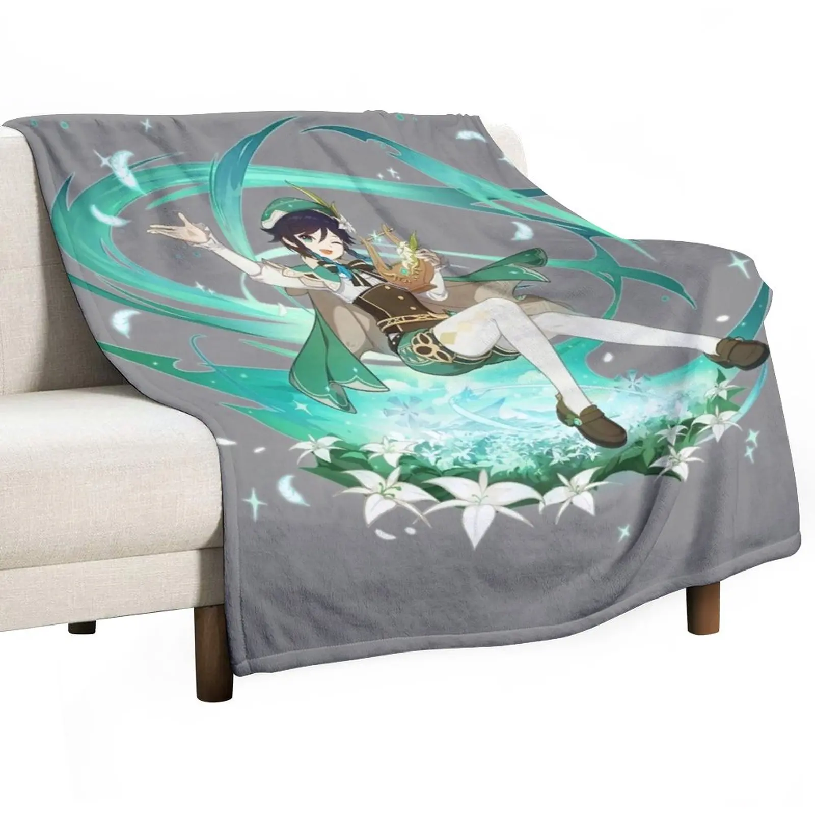 

Genshin Impact - Venti Official Character Wish - Gacha Splash Art Throw Blanket Large Blanket Fashion Sofa Blankets