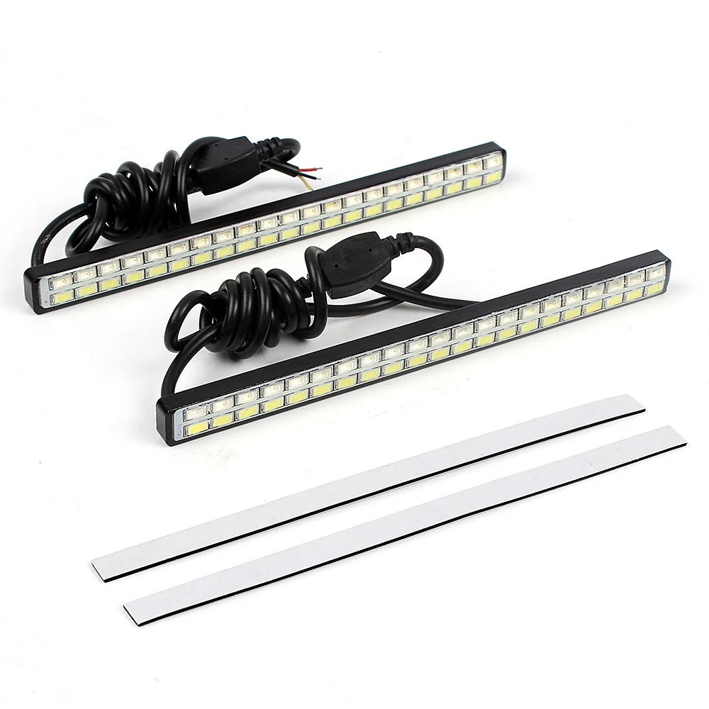 Car LED Daytime Running Lights White Amber DC 12V DRL 42 LED Chips Turn Signal Indicator Light Car Styling 2Pcs