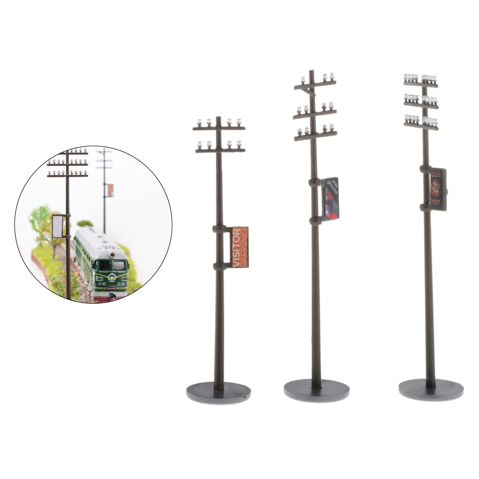 1/87 เสาขนาดเล็ก HO Scale Utility Pole Train Park Building Kit