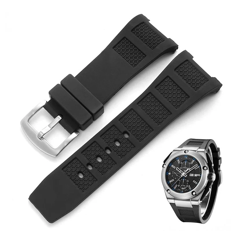 

uhgbsd Rubber Strap For IWC Engineer Series IW378507 IW323401 Notched Black Watch Strap 30mm Band