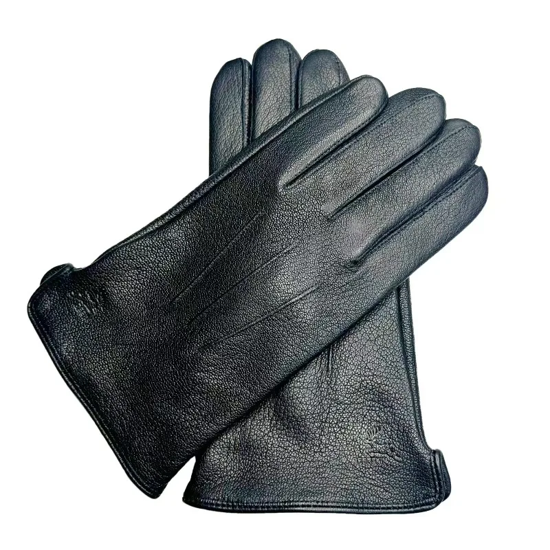 Leather Gloves Men's Cross-border Europe, America, Russia, Goat Leather Imitation Deerskin Autumn and Winter Warm Velvet Gloves