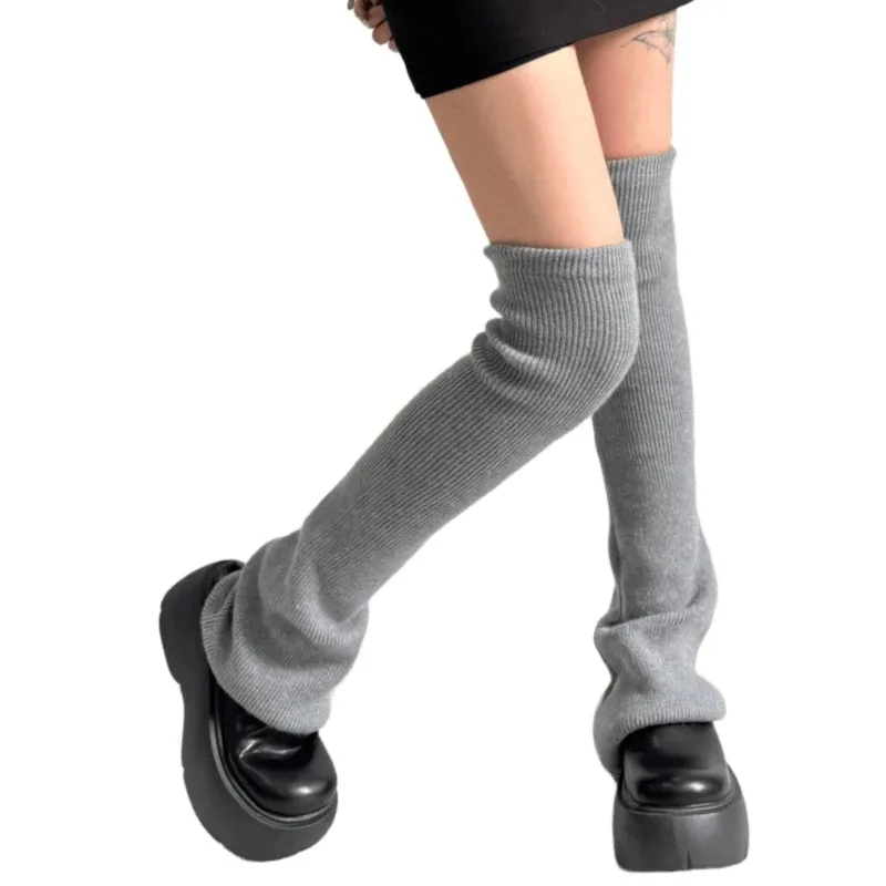 Womens Girls Lovely Leg Warmers Knitted Flared Leg Sleeves Goth Crochet Baggy Cuffs Ankle Heap Socks Tigh High Socks