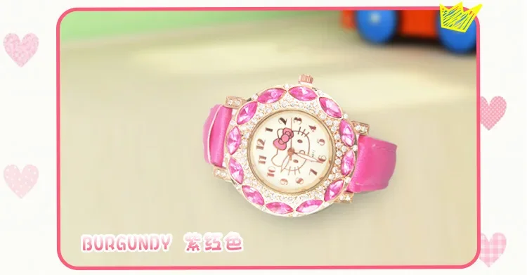 Orologio da polso Sanrio caldo Hello Kitty Watch con cintura di diamanti per orologio da polso al quarzo da donna orologio da cartone animato per studenti per bambini