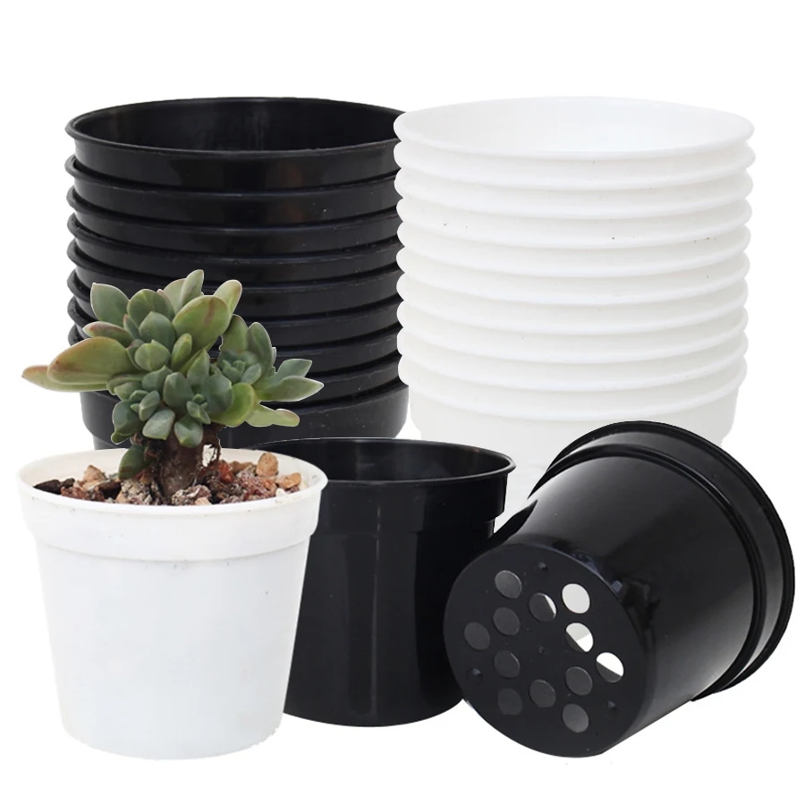

10pcs 7x7cm Mini Circular Succulent Plant Seedling Pot Indoor Tabletop Mini Flower Pot Round Plant Cultivation Plastic Pot