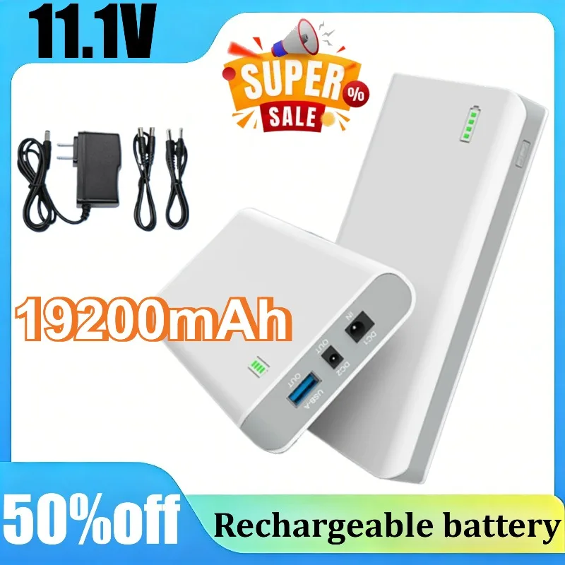 

12V Large Capacity Li-ion Battery, Multi-Voltage 9V/5V Backup Power Supply for CCTV, LED Strip Lights, Air-Conditioned Clothing