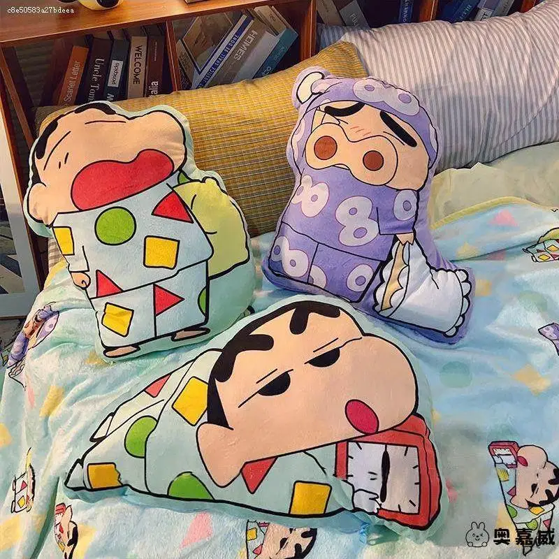 Crayon Shin chan Blanket Anime Cute Cartoon Multi functional 2-in-1 Pillow Quilt Car Carrier Cushion Pillow