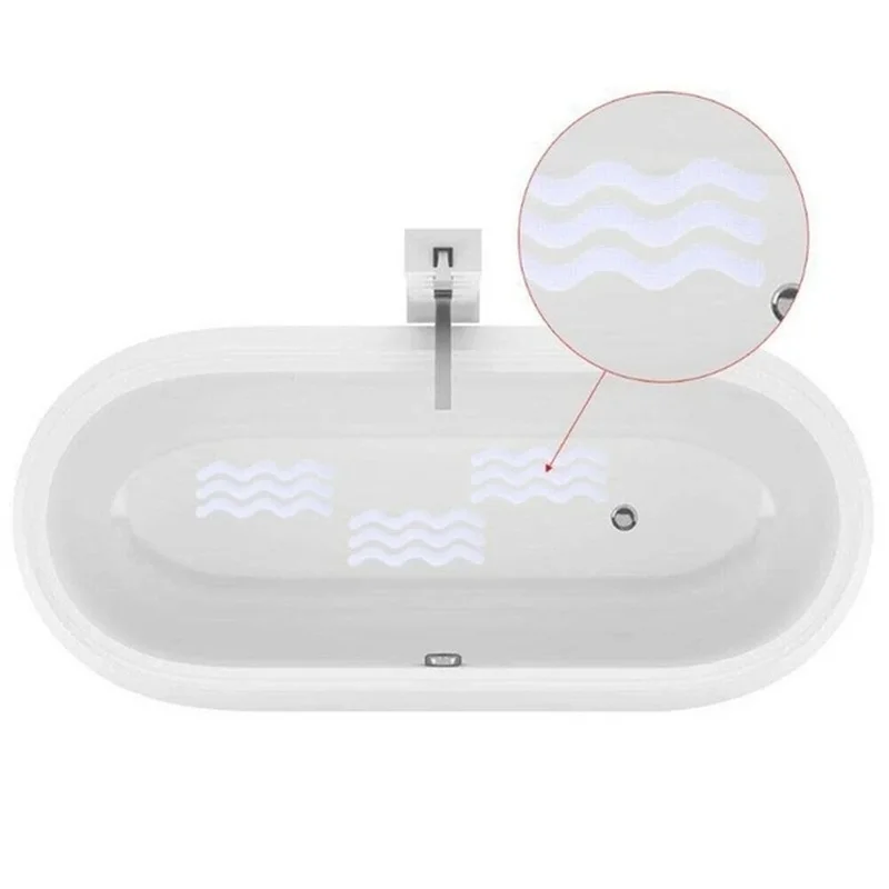 12PCS Bathroom Slip Transparent Non-Slip Wavy Sticker Bathtub/Step/Baby Anti-fall Purpose High Strength Paste Safety Tape Pad