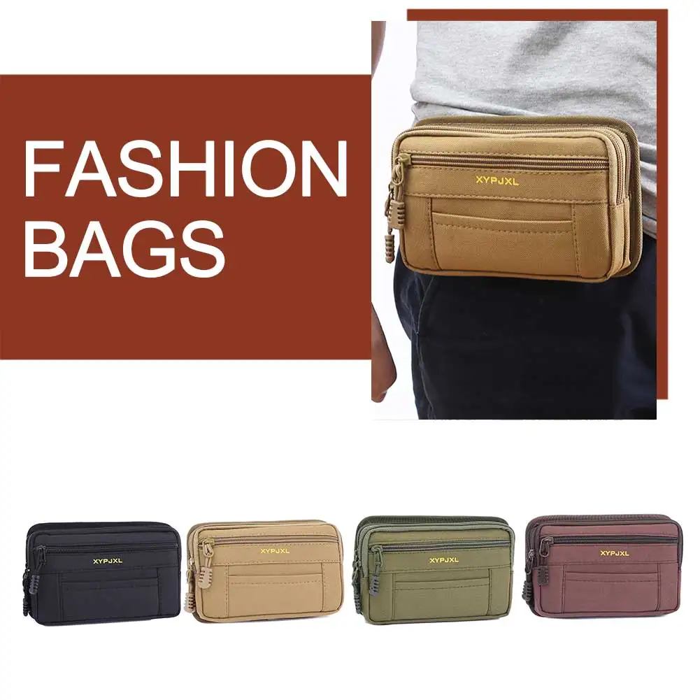 

Men Waist Pouch Multi-Compartment Wallet Pouch Portable Mobile Phone Purse Canvas Hiking Cycling Travel Tools