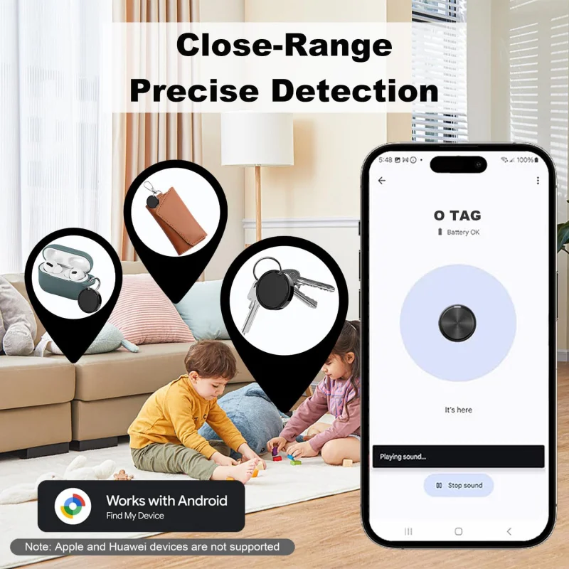 GPS Tracker for Android,Global Google Item Locator Anti-lost Device,with Google Find My Device App for Cars,Children, Wallets