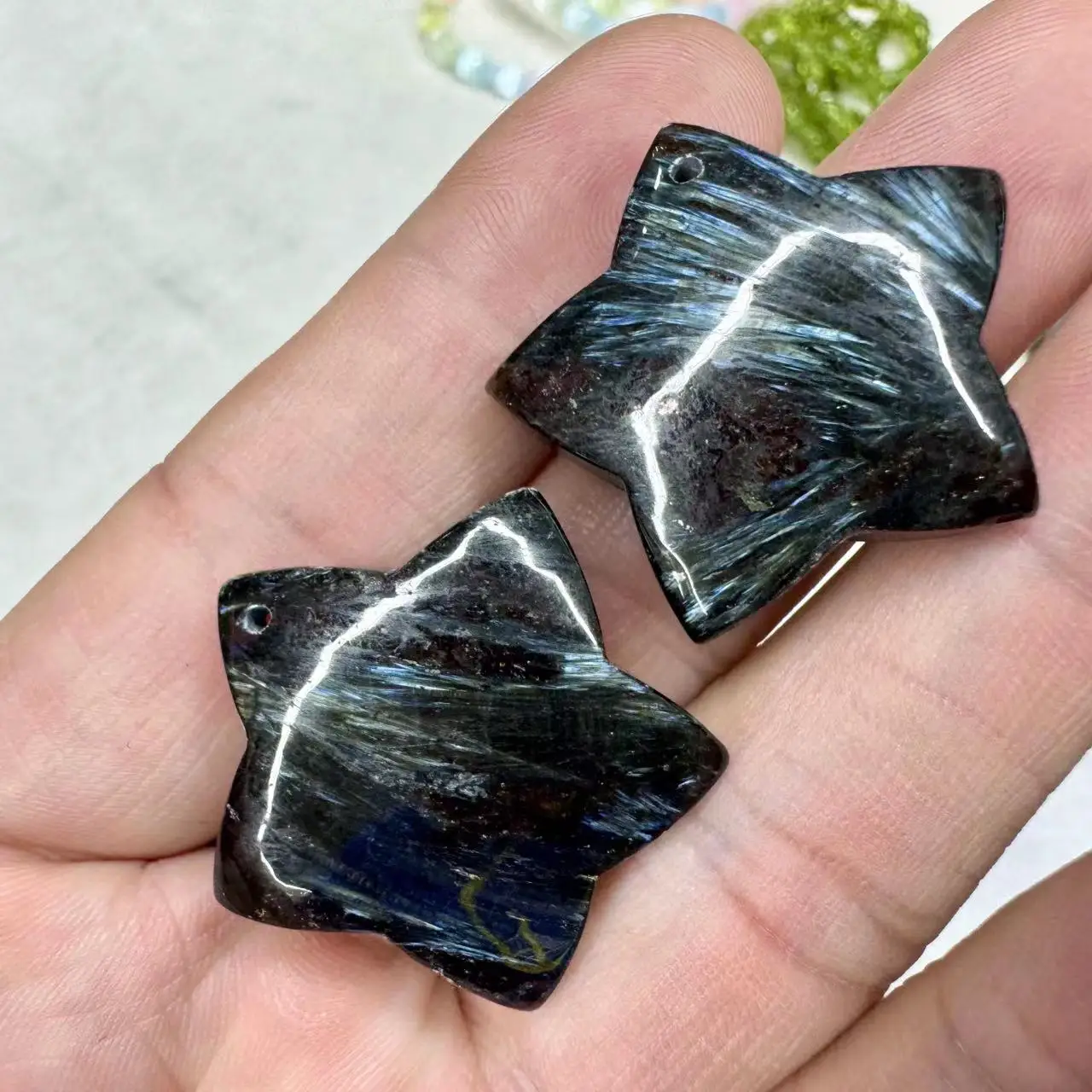 Natural Arfvedsonite Astrophyllite Stone Pendant Hornblende Glaucophane Gemstone Star Shape Jewelry For Men For Women For Gift