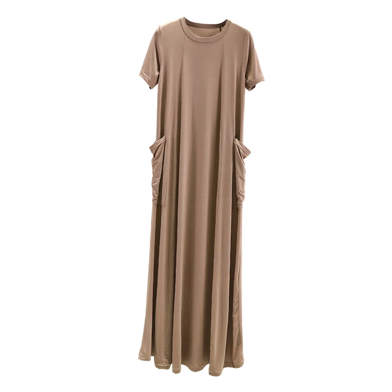 Koreanische Sle Sommer Modal Lange Dr Frauen Slim Fit Taille Cinched Casual Personali Lange Knöchel Länge Svel Dr