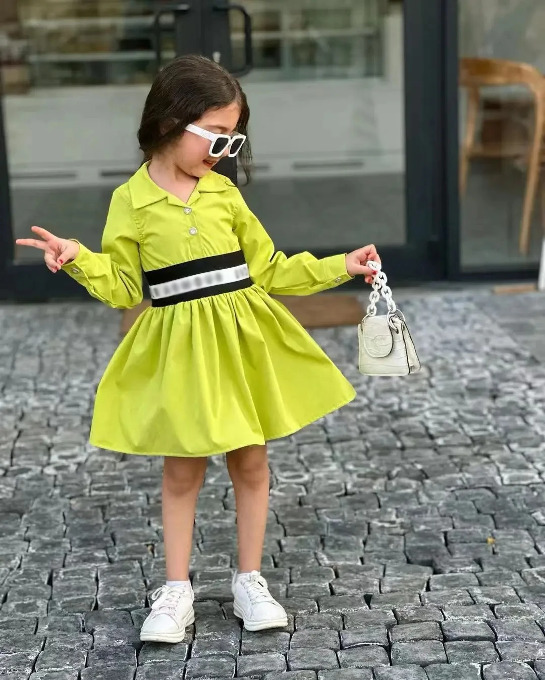 Chic Kids Girls Dress Casual Long Sleeve Dress Perfect Children Clothing For Spring/ Fall For 2 To 9 Years Old