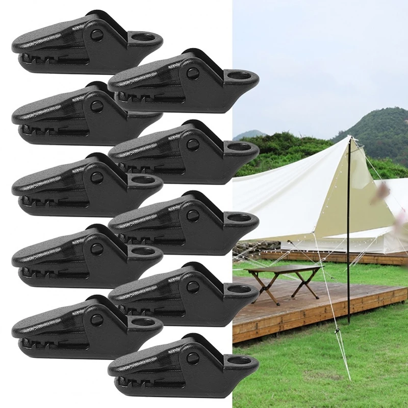 10pcs Sturdy Tent Clips Outdoor Tarpaulin Clips Anti-wind Fixed Camping Tent Clamp Clips Crocodile Clip Hook For Outdoor Camp