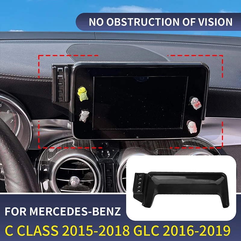 

Car Phone Holder For Mercedes-Benz C Class W205 2015-2018 GLC 2016-2019 7-inch Screen Fixed Base Bracket Wireless Charging Stand