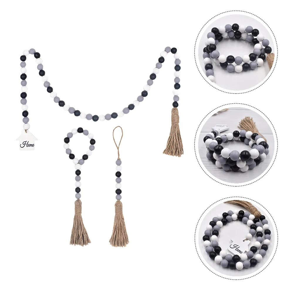 

Wooden Bead Decorative Pendant Natural Beads Tassel Pendants Garlands Wall Hangings Ornaments Rustic Strand