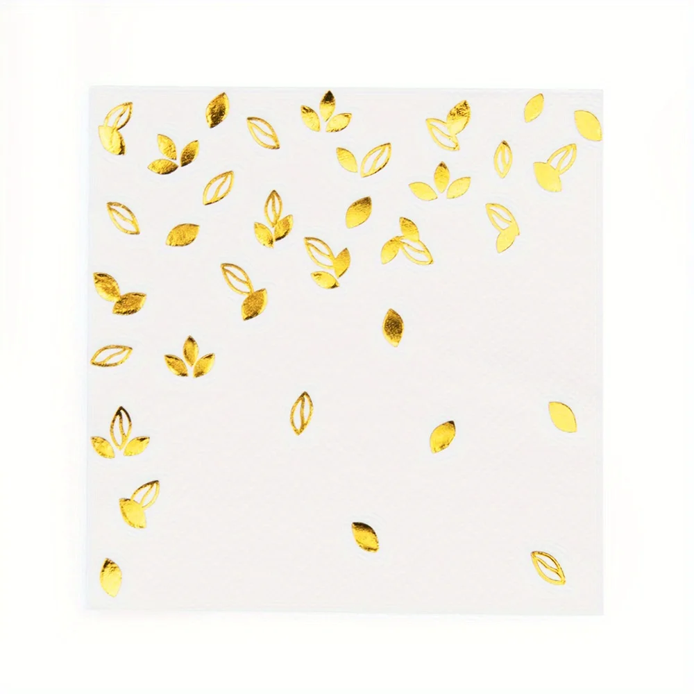 80 Stück Goldene Servietten - 3-lagige Cocktailservietten Gefaltet 5 x 5 Zoll Barservietten Einweg-Partyservietten Papierservietten für Abendessen – Detail 4