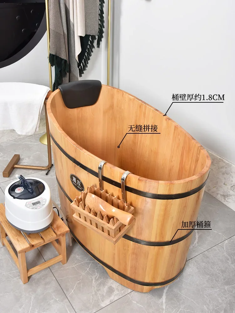 ZC Cedar Bath Barrel Household Bathtub Bath Steaming Bucket Adult and Children Wooden Barrel Bathtub