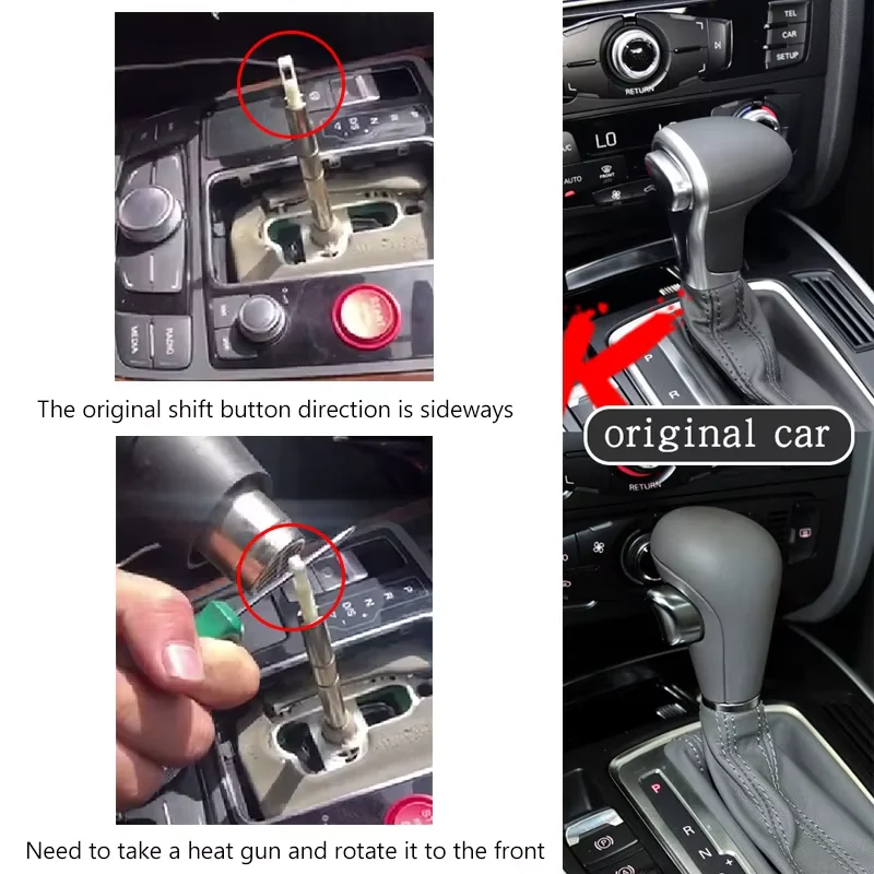 A red circular frame with a hole for Audi A6 C7 for Vw Golf MK6 MK7 R GTI, featuring a shift knob ball and a handball head